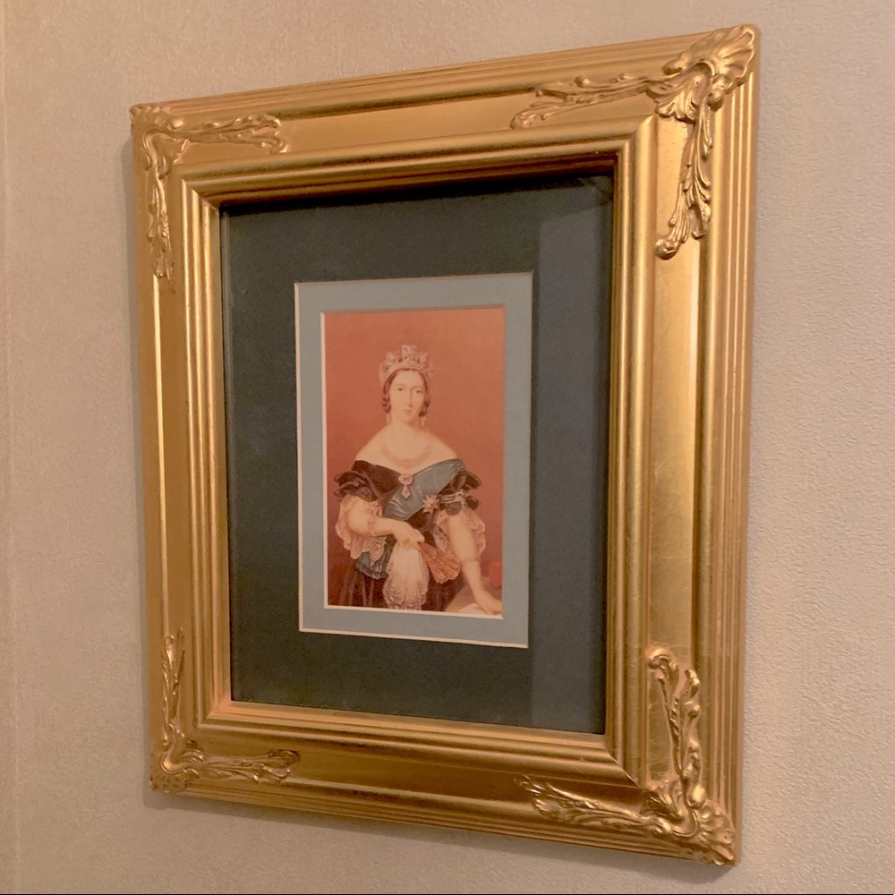 Gilt Framed Print of Queen Victoria, Surrounded by Green Matting